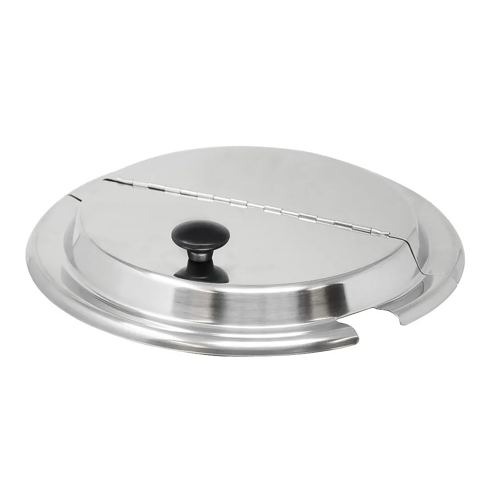 Omcan USA 44677 Steam Table Inset Cover, 11‑Qt Notched/Slotted Stainless Steel, Hinged Design