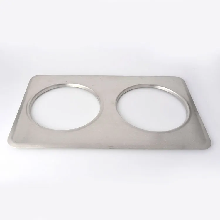 Omcan USA 44849 Adapter Plate, Steel, 8.38" Inset Hole, 2 Cutouts, Fits 2 7‑Qt Steam Table Insets