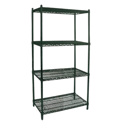 Omcan USA 45174 Wire Shelving Unit, 48"W x 24"D x 72"H, 4 Shelves, Green Epoxy Finish, NSF, 4 Levelers