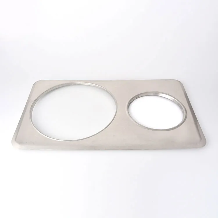 Omcan USA 46368 Steam Pan Adapter Plate, Stainless, 6-3/8" & 10-3/8" Holes, Fits 4 Qt & 11 Qt Pans