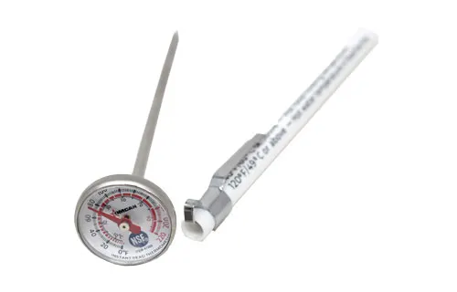 Omcan USA 47200 Pocket Thermometer, 1" Dual Dial, 0°F‑220°F Range, Clip‑On Sleeve, NSF, 1" Display