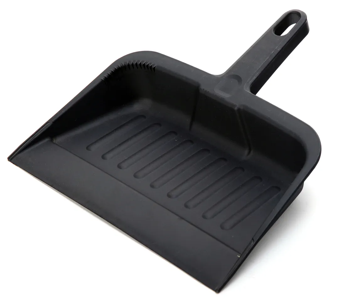 Omcan USA 47327 Dust Pan - 12 1/4" W x 8 1/4" D x 13 1/4" H, Black PP Plastic for Janitorial Use