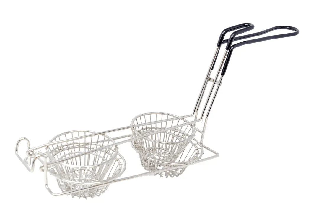 Omcan USA 47358 6" Tortilla Double Taco Cup Fry Basket, 2-Compartment, Durable Stainless Steel