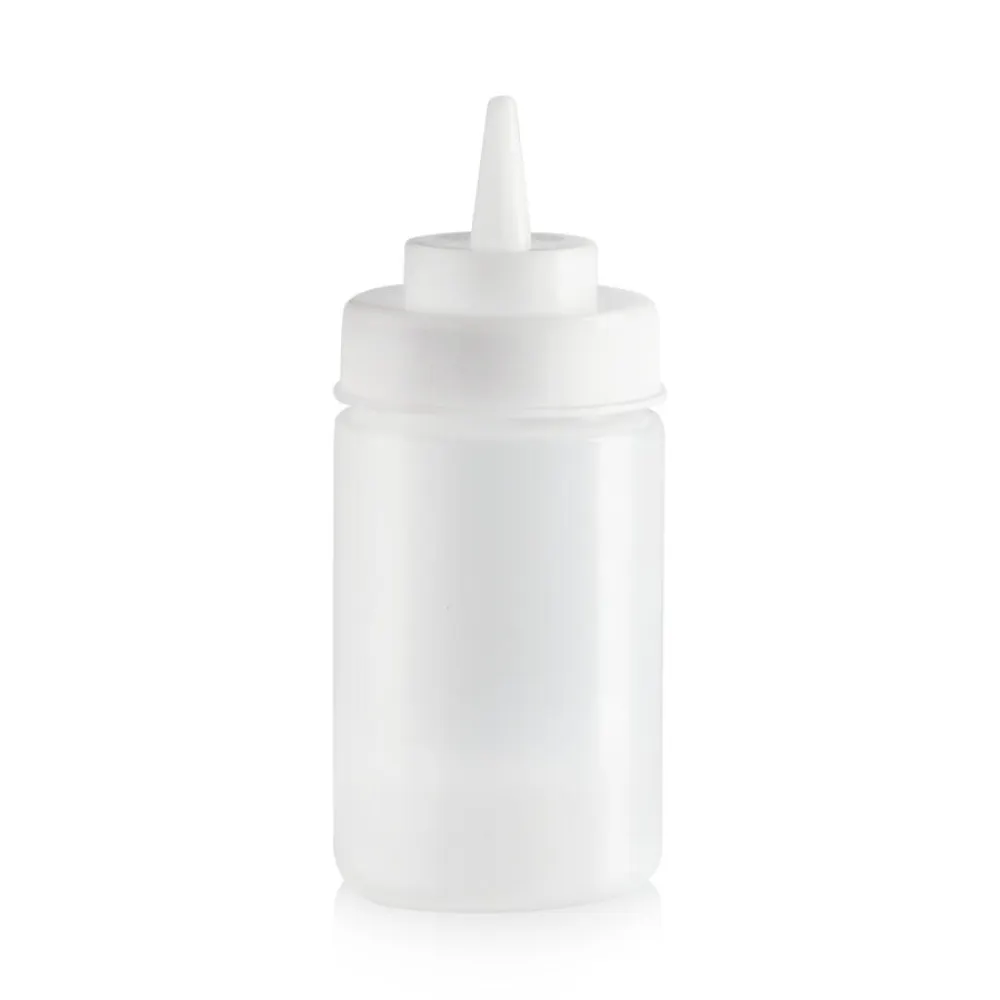 Omcan USA 48103 - 12oz Clear BPA‑Free Squeeze Bottle, Wide Mouth, Single Tip, Plastic, 6/Pack