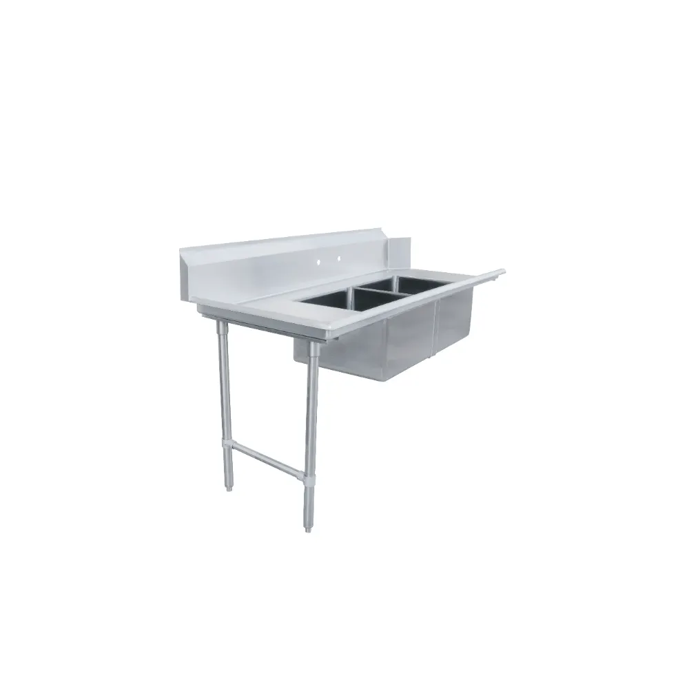 Omcan USA 48485 72" S.Steel Soiled Straight Dishtable – 20"x20" 2 Sinks, 16 Gauge / Left‑to‑Right