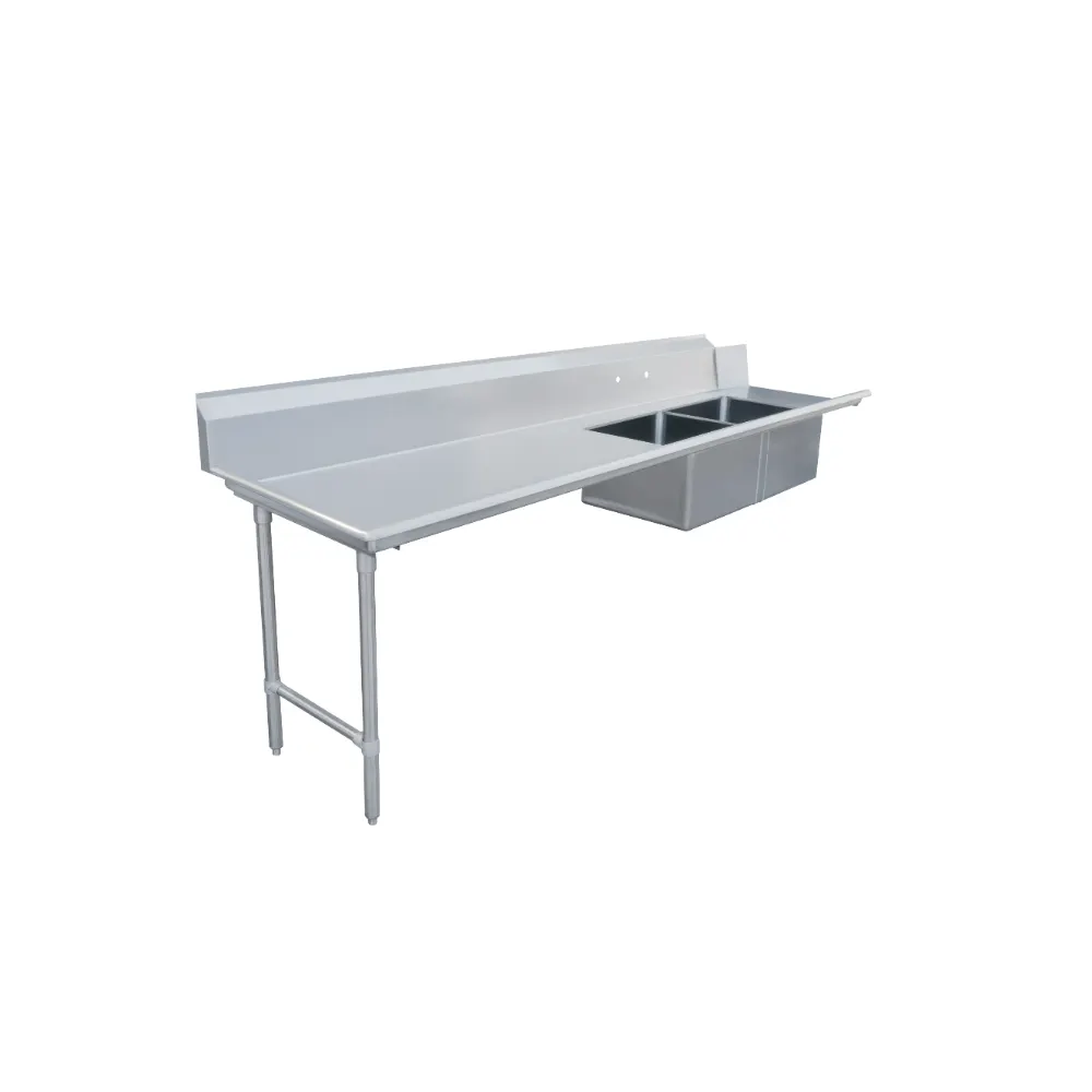 Omcan USA 48489 Soiled Straight Dishtable with (2) 20"x20" Sinks – 96" W x 30" D / Left‑to‑Right