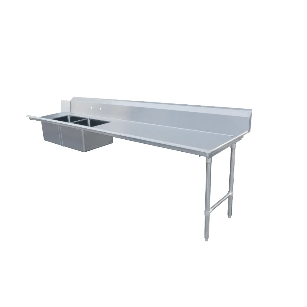 Omcan USA 48494 120" Stainless Steel Soiled Dishtable - 16 Gauge, 20"x20" 2 Sinks / Right-to-Left