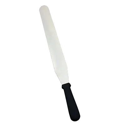 Omcan USA 80000 Bakery Spatula – 7‑9" Stainless Steel Blade, Black Plastic Handle, Kitchen Utensil