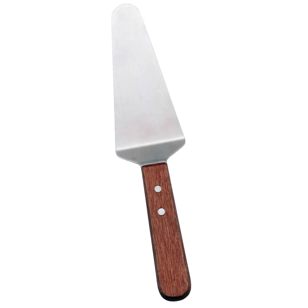 Omcan USA 80018 Pie Server - 4-3/4" x 2-3/8" Stainless Steel Blade, Wooden Handle, Smooth Edge