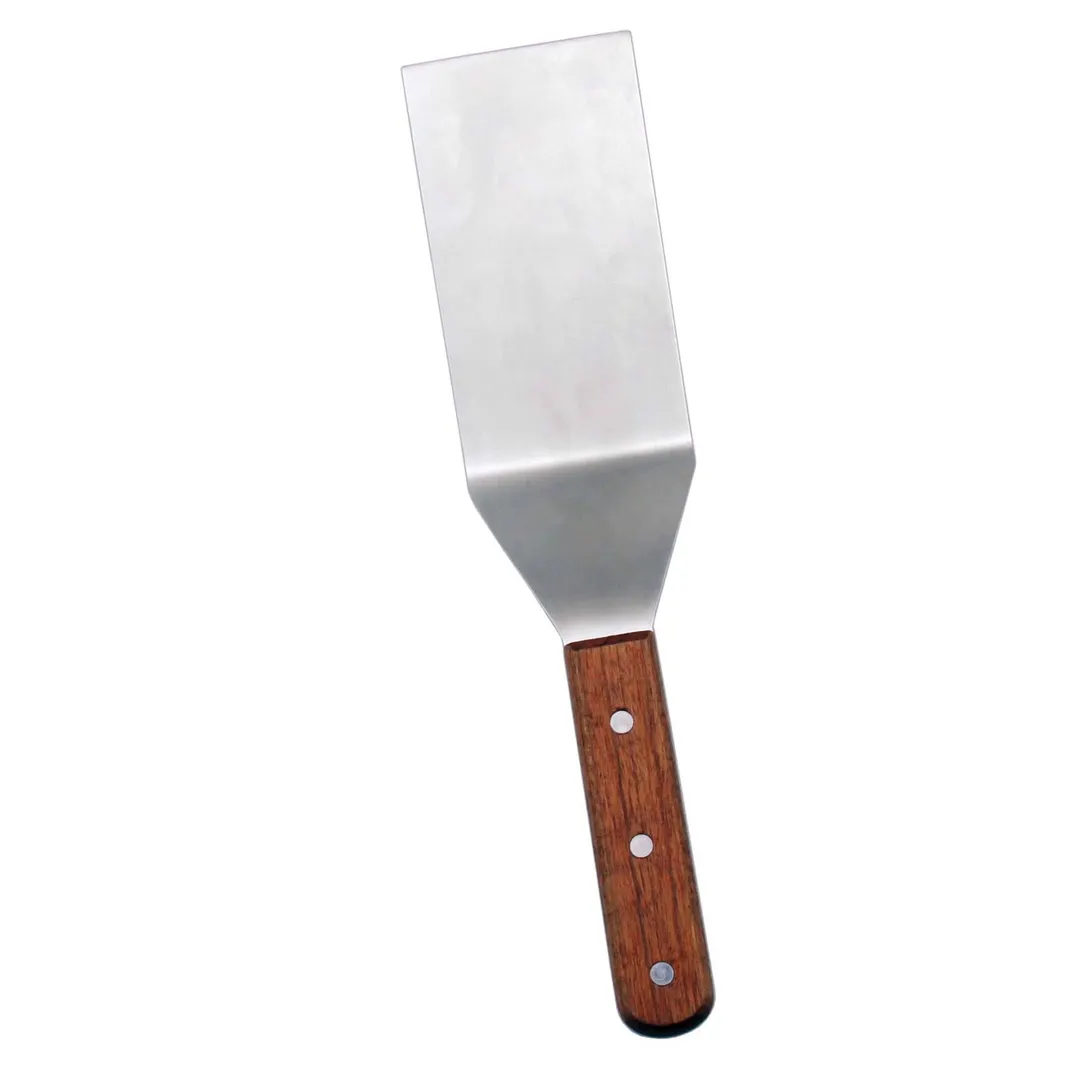 Omcan USA 80019 Stainless Steel Turner, 5" Blade X 2" Width, Wood Handle – Steak & Burger Flipper