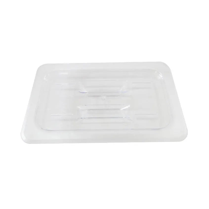 Omcan USA 80020 Plastic Food Pan Cover – 1/4 Size, 10-7/16" x 6-3/8", Clear Polycarbonate Flat Lid