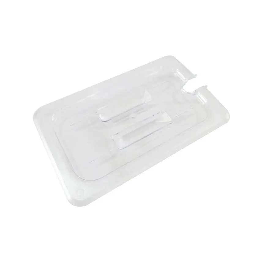 Omcan USA 80021 1/4-Size Clear Polycarbonate Pan Cover Handled SpoonNotch Slotted, 10-7/16" x 6-3/8"