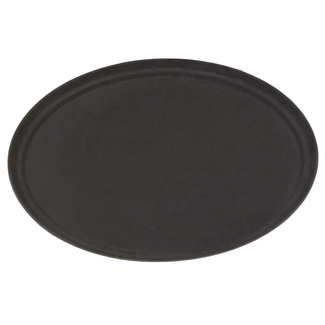 Omcan USA 80107 Oval Non‑Slip Serving Tray, 26" Diameter, Black ABS Plastic, NSF