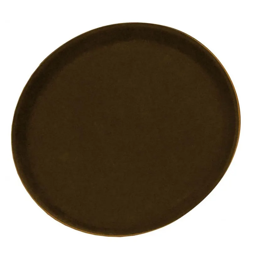 Omcan USA 80112 Non‑Slip Round Serving Tray, 11" Diameter, Brown ABS Plastic, NSF‑Approved