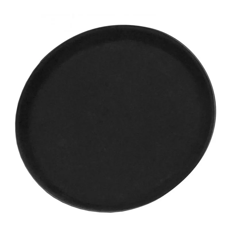 Omcan USA 80113 Non-Slip Serving Tray, 16" Diameter, Black ABS Plastic, NSF, Non-Slip Coating
