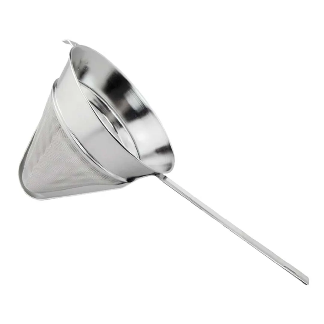 Omcan USA 80121 - 10" Diameter 40 Mesh Stainless Steel Chinois Bouillon Strainer With Flat Handle