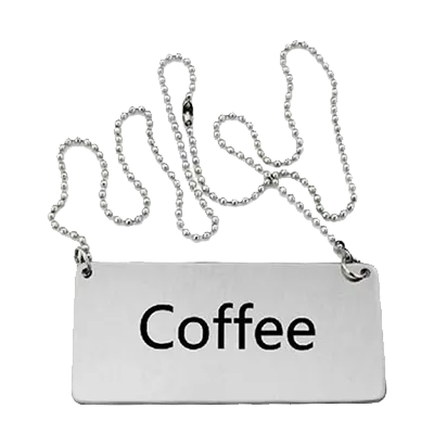Omcan USA 80134 Coffee Beverage Sign – Hanging Stainless Steel Chain, Metal Construction