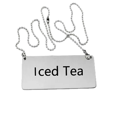 Omcan USA 80136 Hanging Iced Tea Beverage Sign with Chain, Stainless Steel – Coffee Service