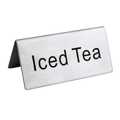 Omcan USA 80141 - Iced Tea Stainless Steel Beverage Tent Sign, Printed Metal Tabletop Display