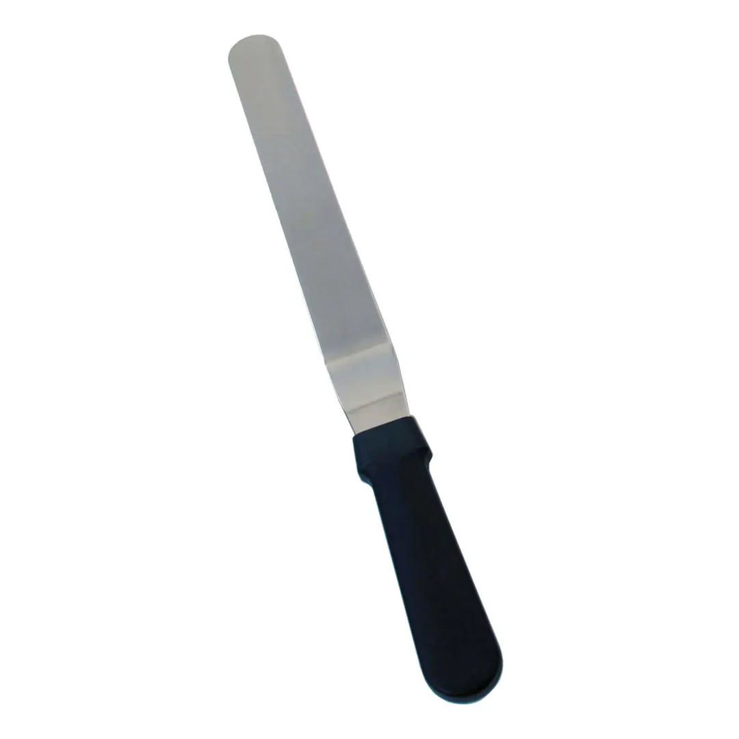 Omcan USA 80142 Offset Bakery Spatula, 6-1/2" Blade x 1-5/16" Stainless Steel, Black Plastic Handle