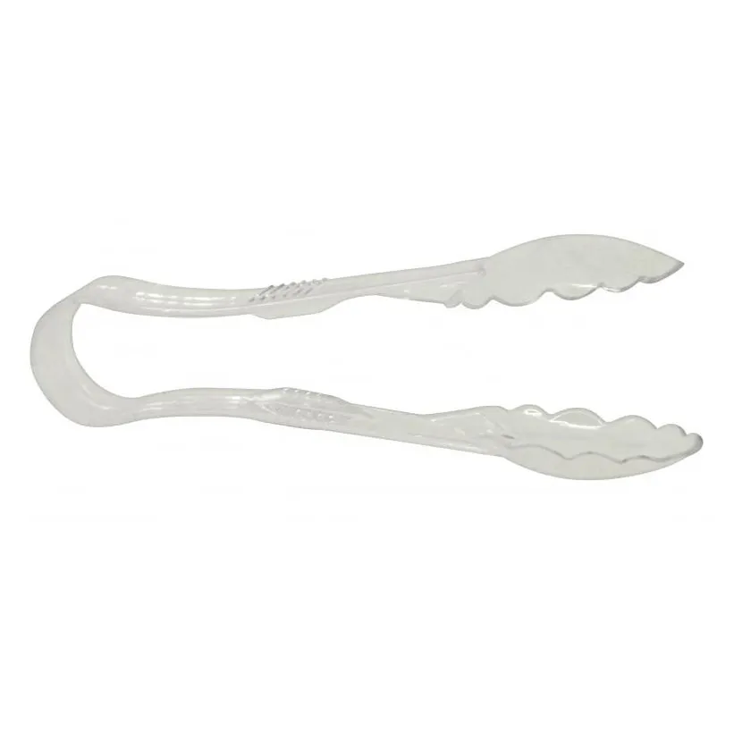 Omcan USA 80150 Plastic Serving Tongs, 6" Scallop Grip, Clear Polycarbonate, 3-6" Size