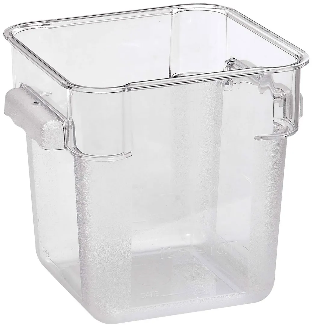 Omcan USA 80167 Square Food Storage Container, 12‑Qt Clear Polycarbonate, Lid‑Free, NSF‑Approved