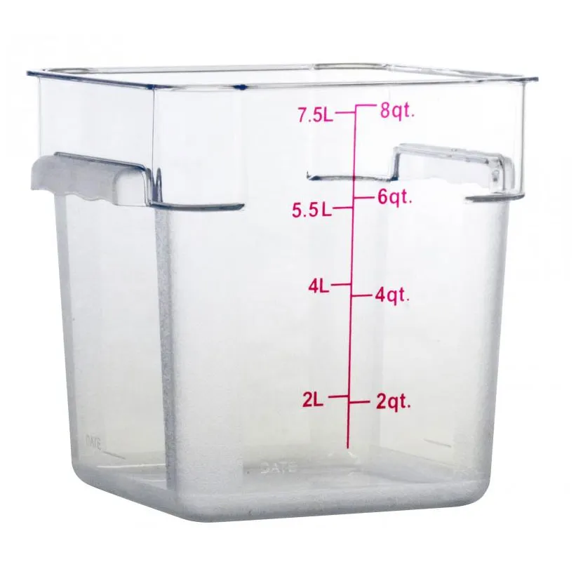 Omcan USA 80169 8-Qt Square Storage Container, Clear Polycarbonate, Container Only