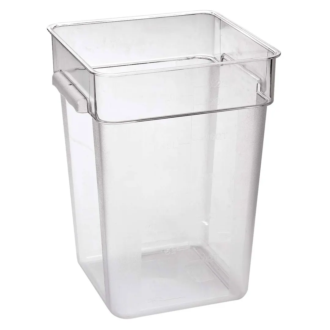 Omcan USA 80182 22‑Qt Square Clear Polycarbonate Food Storage Container, 19‑24 Qt