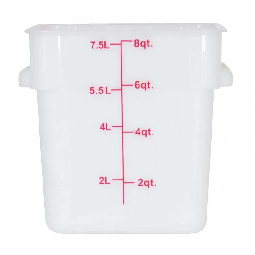 Omcan USA 80190 8‑Qt Square Container, White Polypropylene, 7‑12 Qt, Container Only