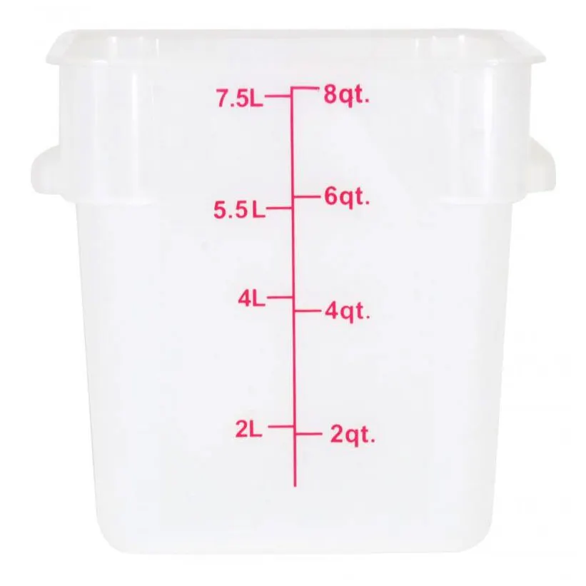 Omcan USA 80193 8 Qt Square Storage Container, Translucent Polypropylene, 7-12 Qt, No Lid