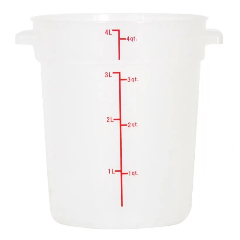 Omcan USA 80194 Food Storage Container, 4-Qt Round Polypropylene, Translucent, Container Only