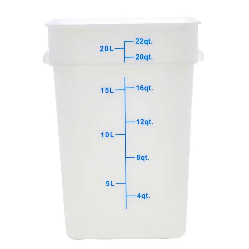 Omcan USA 80196 22 Qt Square White Polypropylene Container, 19‑24 Qt, No Lid, NSF Approved