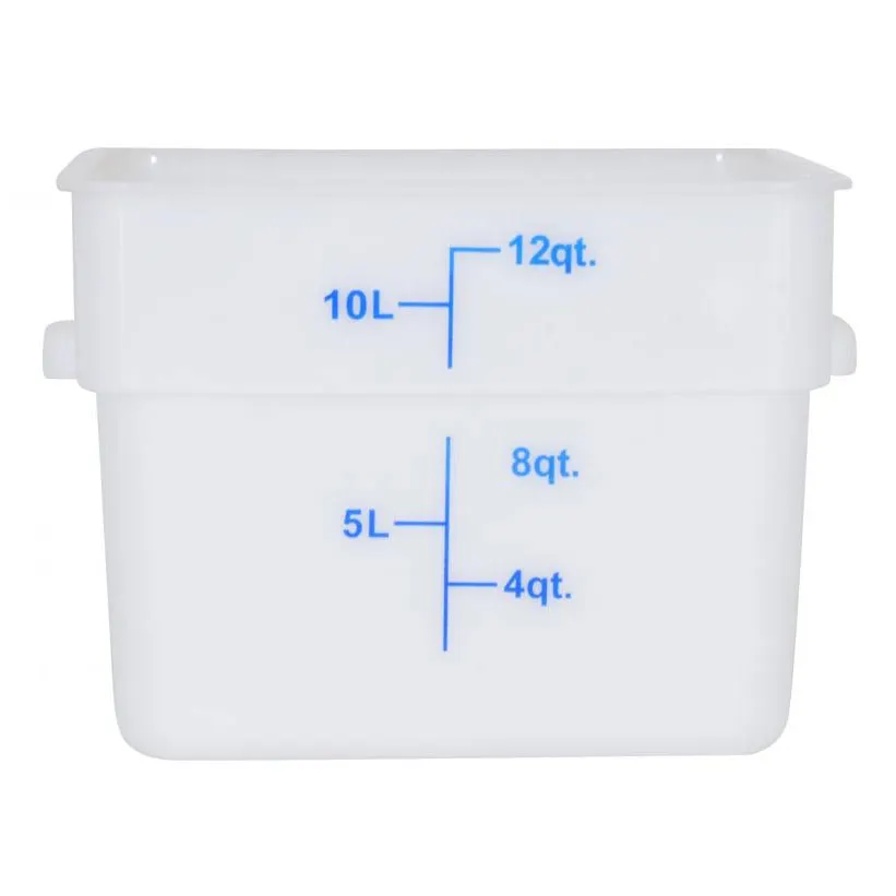 Omcan USA 80201 Food Storage Container – 12 Qt Square Polypropylene White, No Lid, 7‑12 Qt