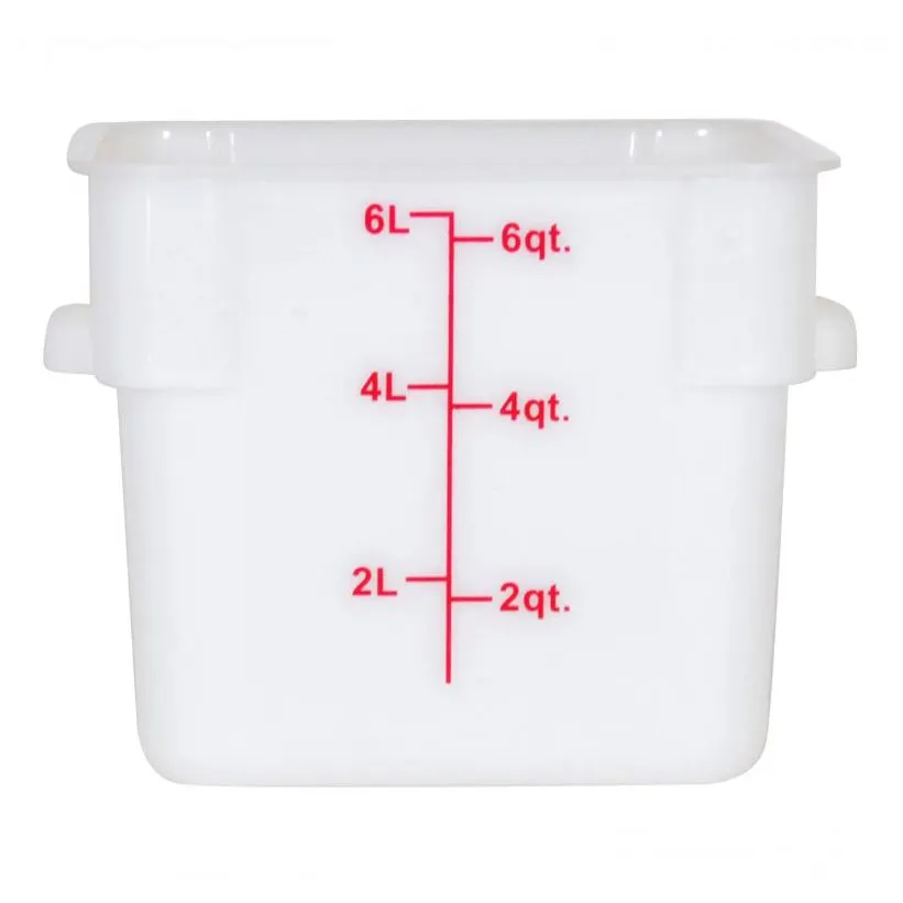 Omcan USA 80204 6-Qt Square White Polypropylene Container, Lid Not Included, NSF