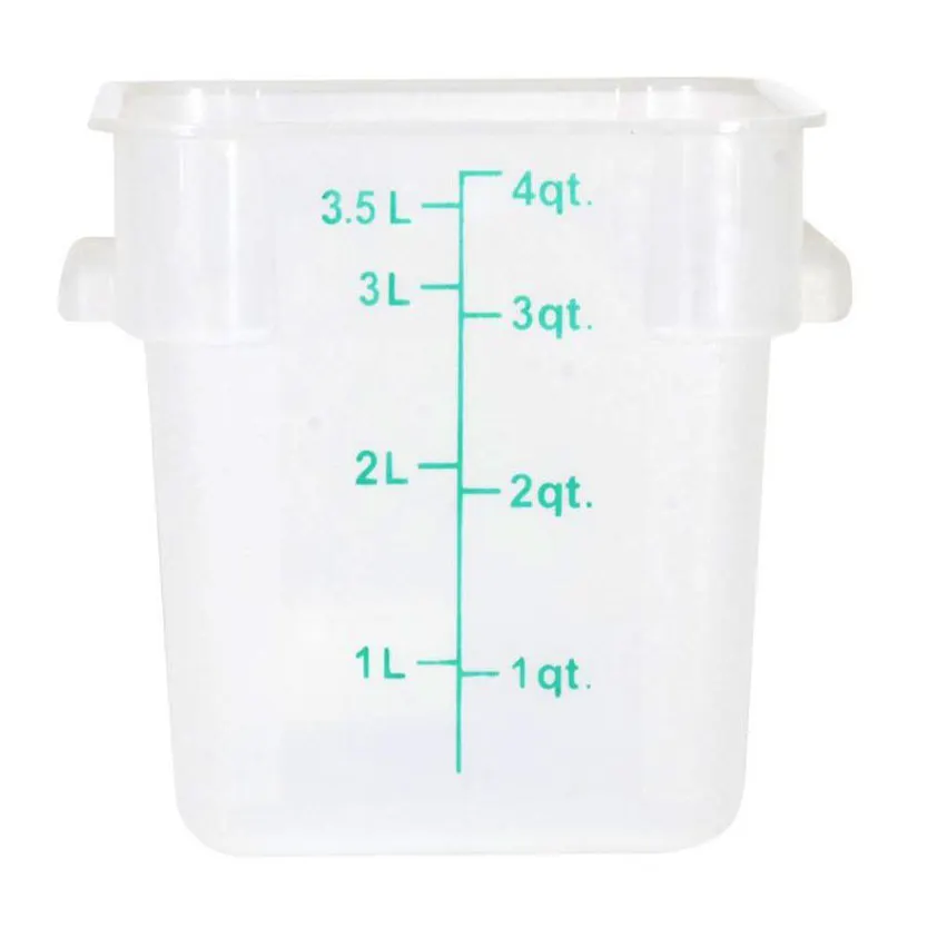 Omcan USA 80225 4-Qt Square Storage Container, Translucent Polypropylene, 3-6 Qt