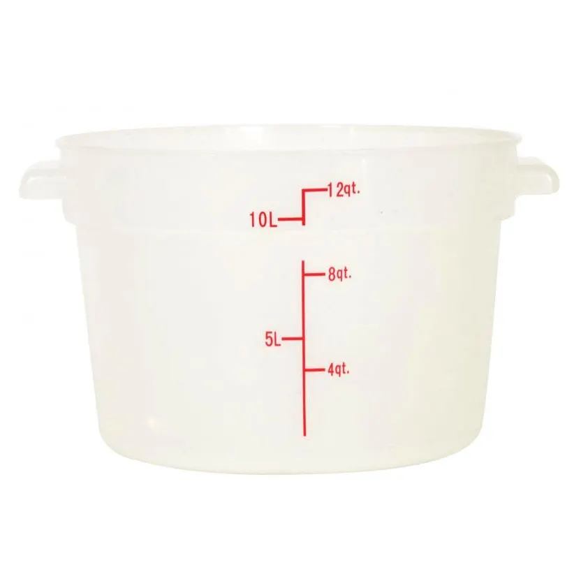 Omcan USA 80233 - 12 Qt Round Storage Container, Translucent PP, 7-12 Qt, Lid-Free