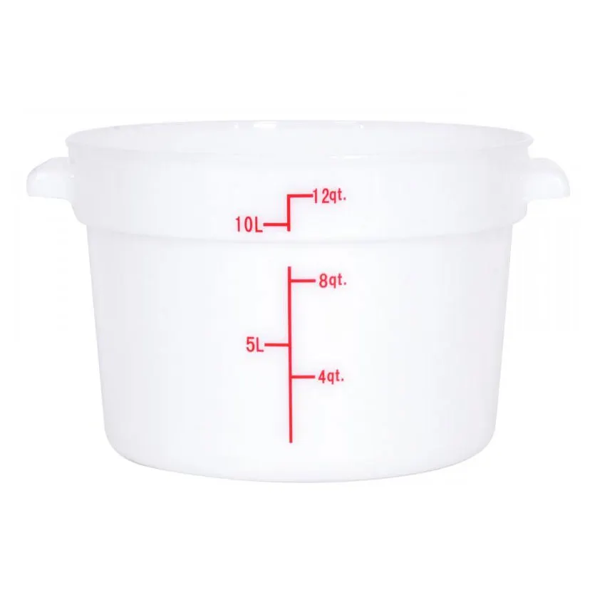 Omcan USA 80234 Food Storage Container – 12 Qt Round Polypropylene White, No Lid