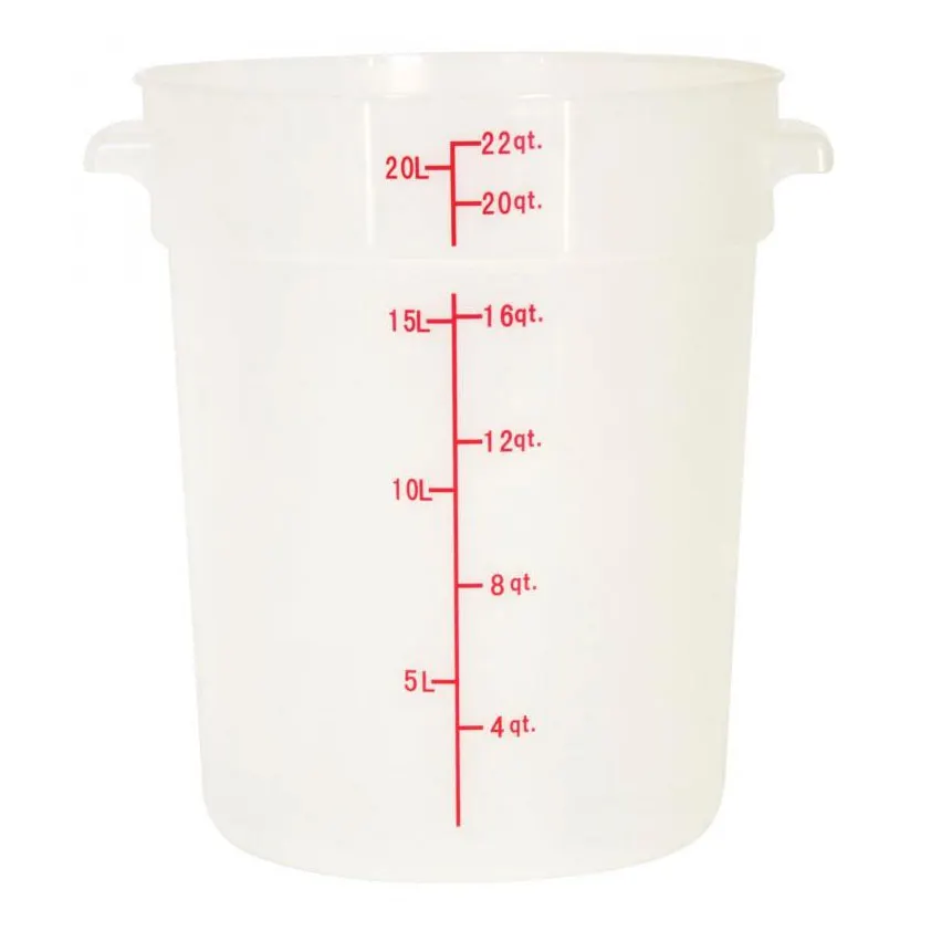 Omcan USA 80236 Food Storage Container, 22-Qt Round Polypropylene, Translucent, NSF, No Lid