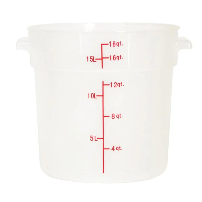 Omcan USA 80237 Food Storage Container – 18 Qt Round Translucent Polypropylene, No Lid, 13‑18 Qt