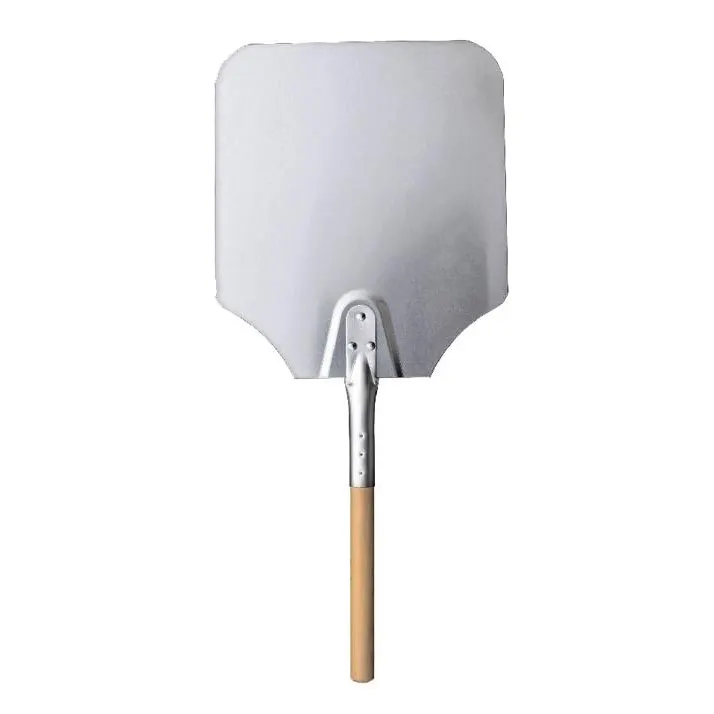 Omcan USA 80249 Pizza Peel – Rectangular 12" x 14" Aluminum Blade, 26" L Wood Handle, 20"-29" Reach