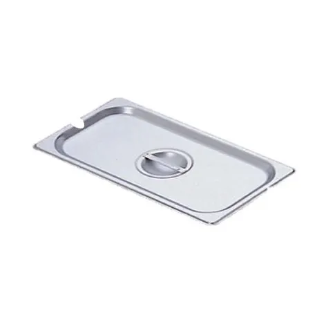 Omcan USA 80271 Stainless Steel 1/3-Size Slotted Steam Table Pan Cover with Handle NSF, No Hinge
