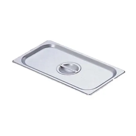Omcan USA 80275 Stainless Steel Steam Table Pan Cover, 1/4‑Size Flat Solid, Handle, NSF, No Hinge