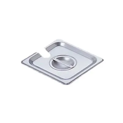 Omcan USA 80281 Stainless Steel 1/6‑Size Flat Slotted Steam Table Pan Cover with Handle – No Hinge