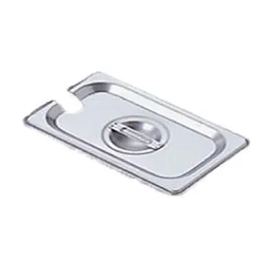 Omcan USA 80285 Stainless Steel 1/9‑Size Slotted Steam Table Pan Cover with Handle, NSF