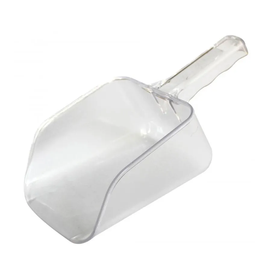 Omcan USA 80323 Utility Scoop – 32 oz Clear Plastic Flat‑Bottom Design, Kitchen Ice Shovel