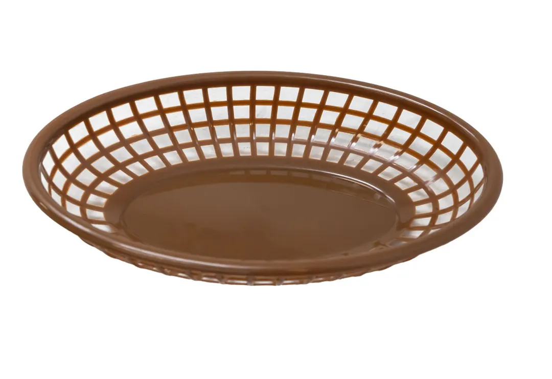 Omcan USA 80358 Platter Basket, Oval 9-1/4" x 5-3/4" x 1-7/8" Plastic Brown Tray For Restaurants