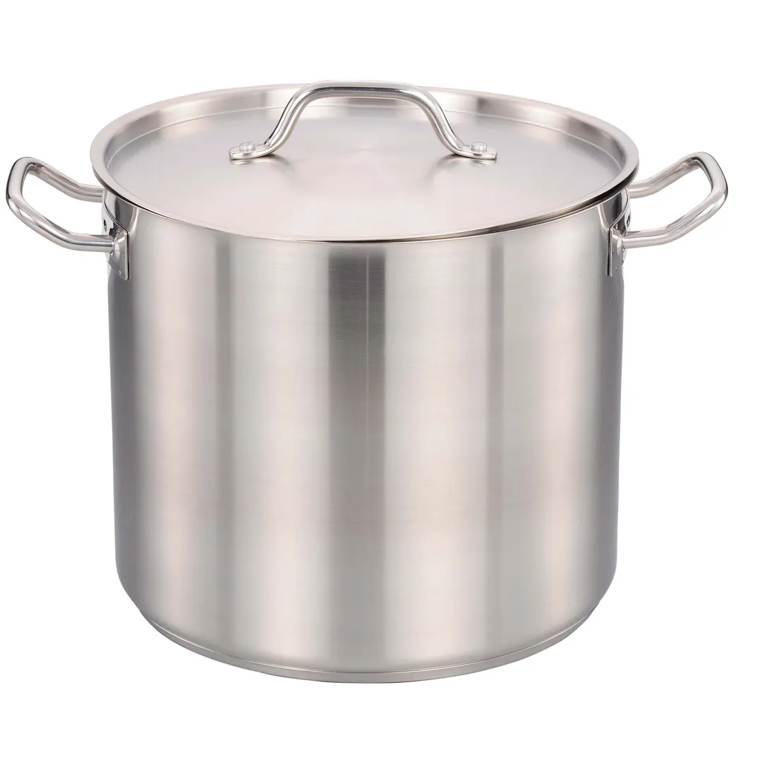 Omcan USA 80443 40-Qt Stainless Steel Stock Pot With Lid, Dishwasher Safe, NSF