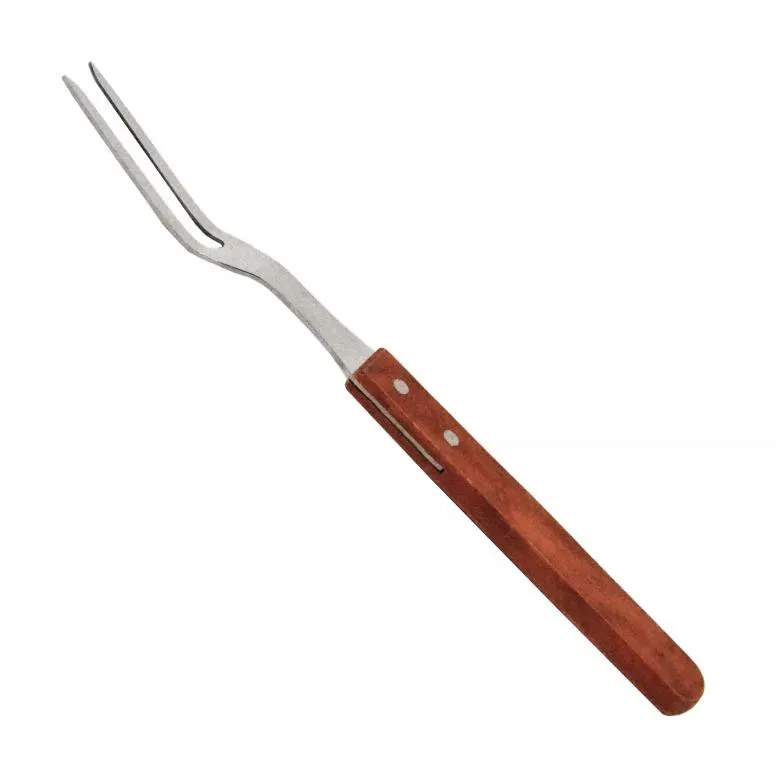 Omcan USA 80495 Pot Fork, 13" Length, Stainless Steel Tines with Short Wooden Handle