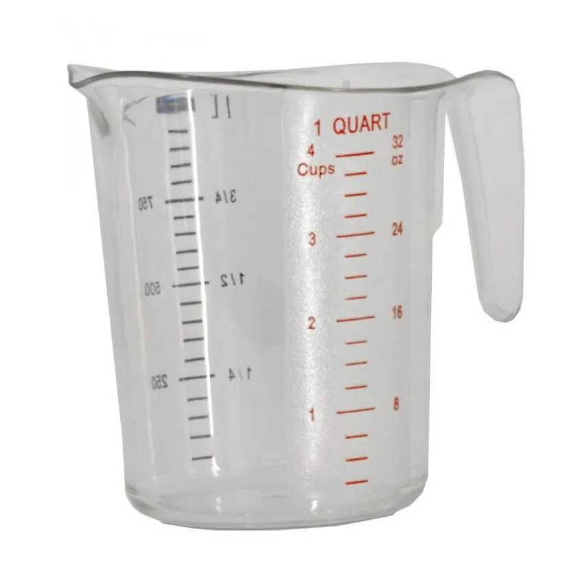 Omcan USA 80572 Measuring Cup – 1 Qt (1000ml) Clear Plastic, Qts/Liters Marks, Dishwasher Safe