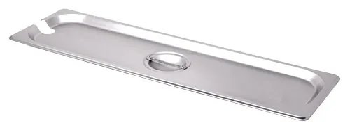Omcan USA 80621 Stainless Steel Steam Table Pan Cover, 1/2‑Size Long Flat Slotted with Handle, NSF